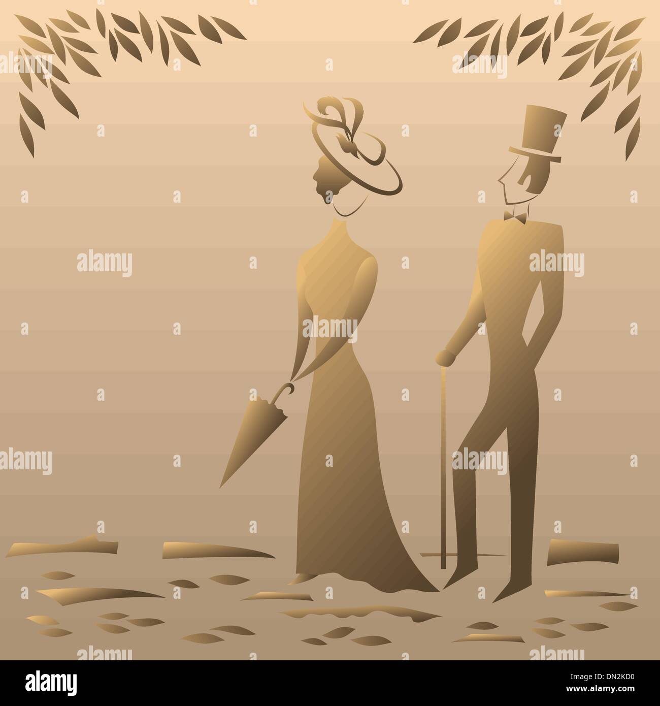 Gentleman and Lady, symbolic vintage style Stock Vector