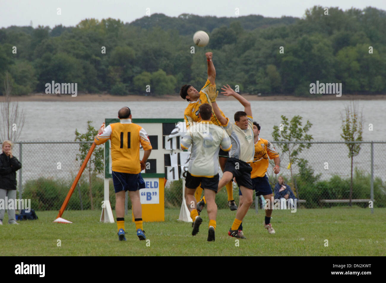 Sep 01, 2006; Philadelphia, PA, USA; Los Angeles Wild Geese (pale yellow) vs. Cleveland St. Jarlath's in Jr. B Men's Football. Each year over the Labor Day weekend thousands of amateur athletes gather to compete in the Irish sports of Gaelic Football, Hurling and Camogie. The sports event is sponsored by the North American Gaelic Athletic Association. Mandatory Credit: Photo by Don Stock Photo