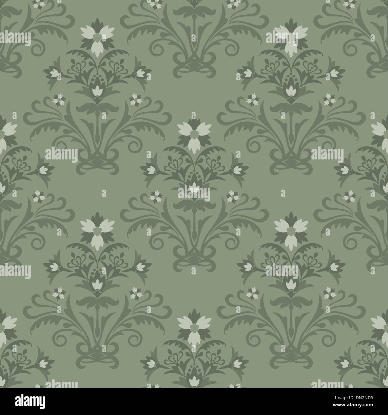 Seamless green floral wallpaper pattern Stock Vector