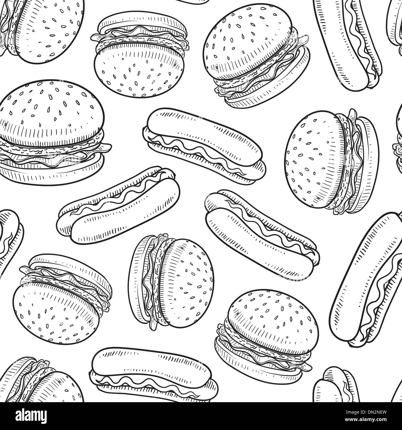 Seamless hamburger and hot dog vector background Stock Vector