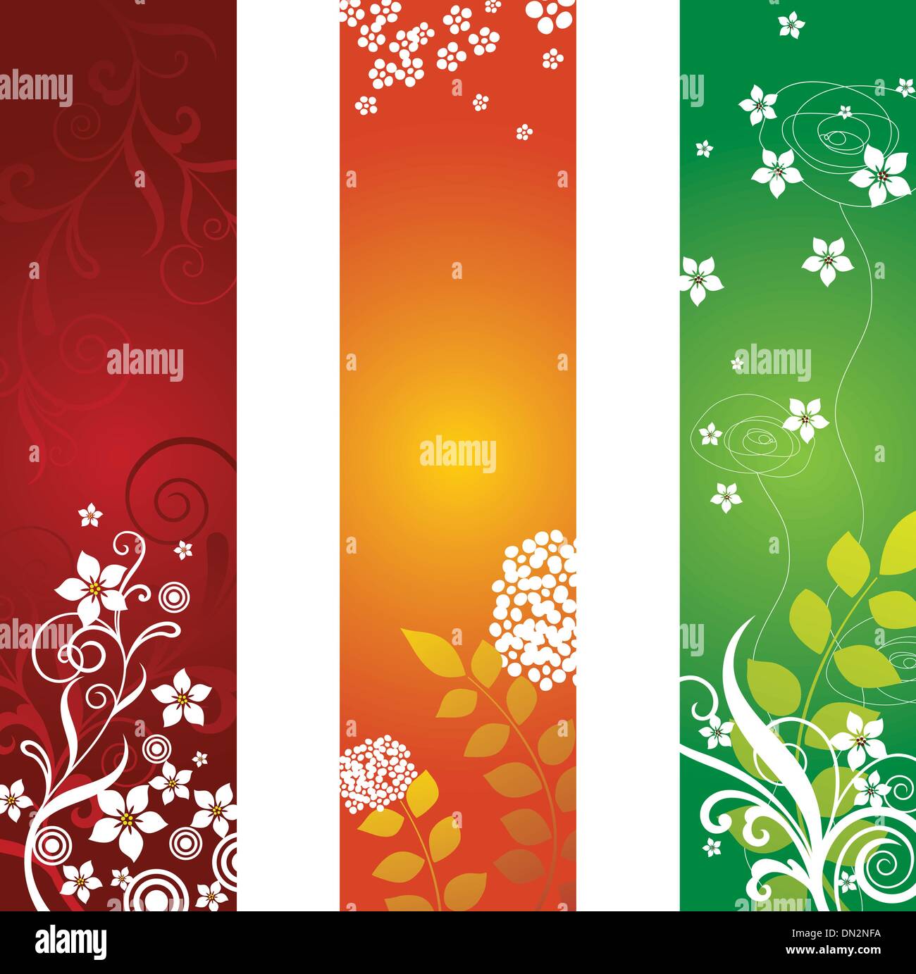 Three seasonal floral banners Stock Vector