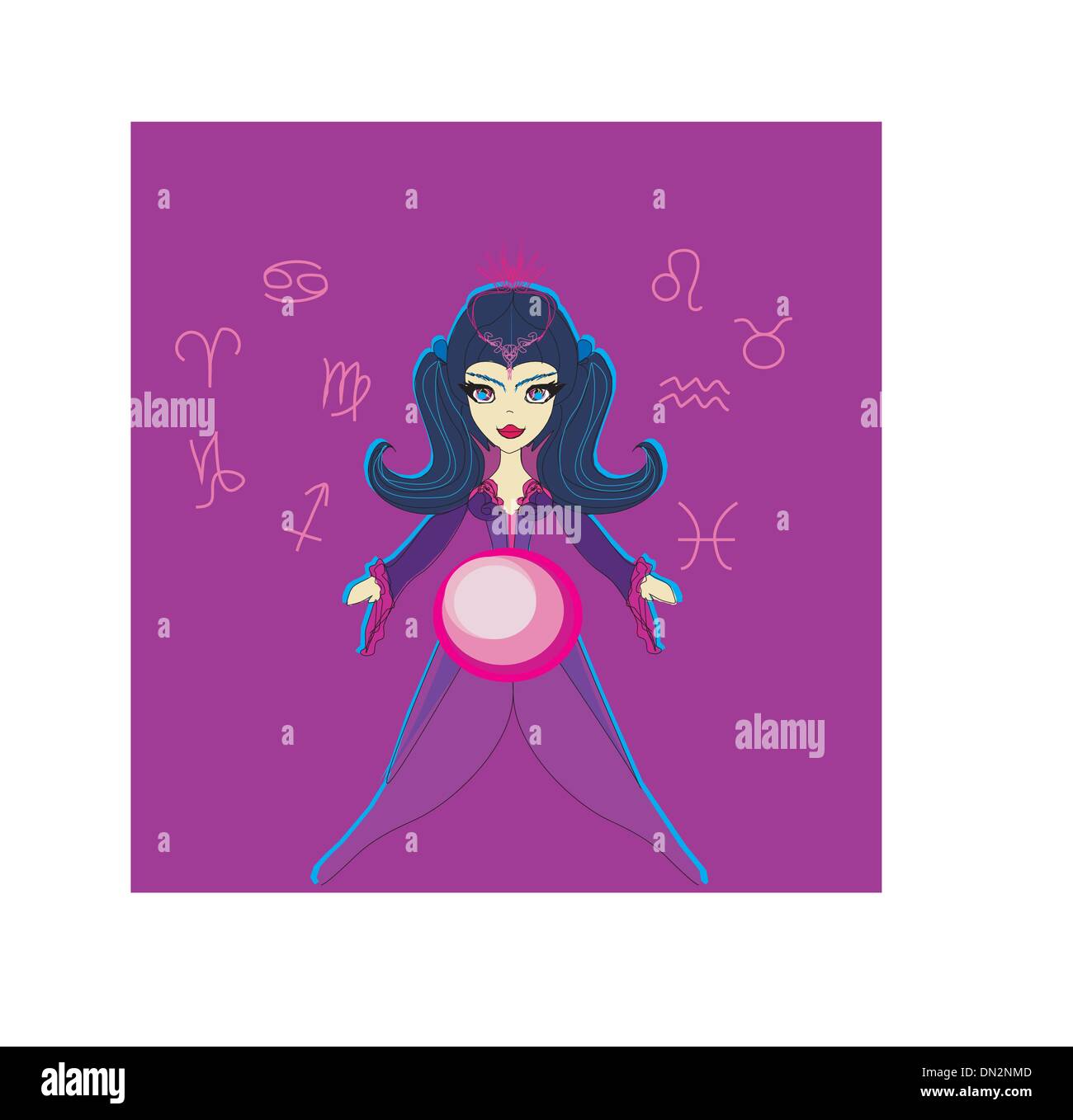Young beautiful woman with crystal ball Stock Vector Image & Art - Alamy
