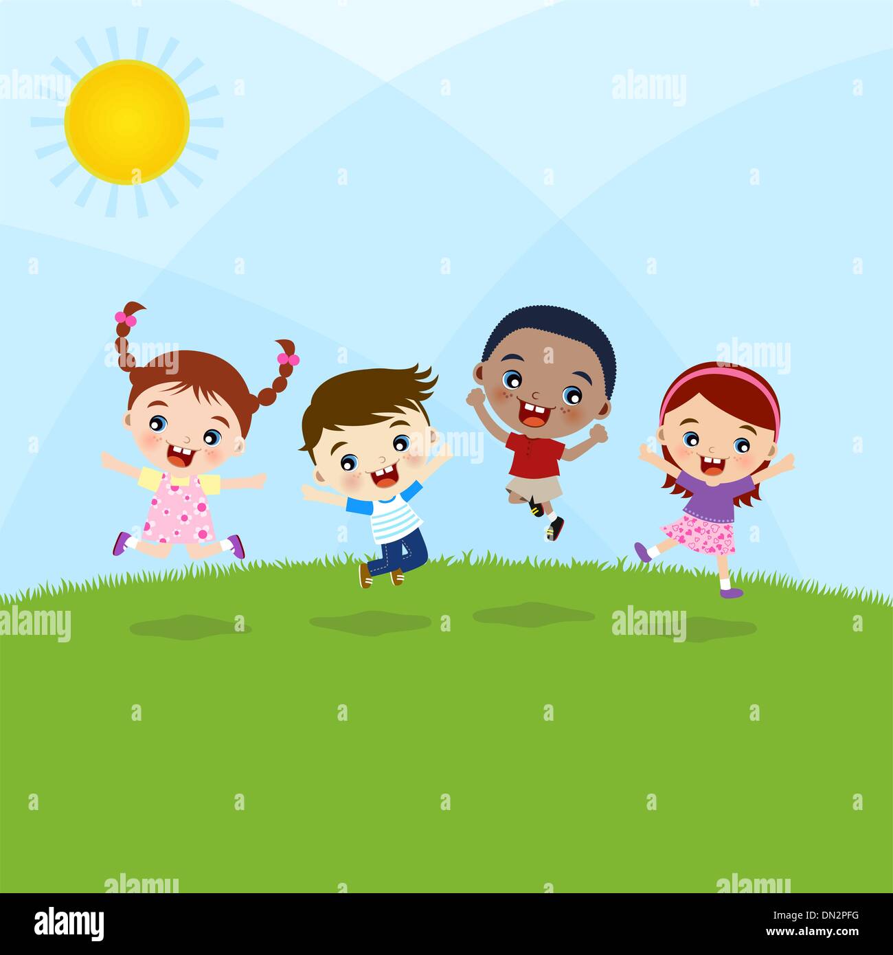multicultural world kids Stock Vector
