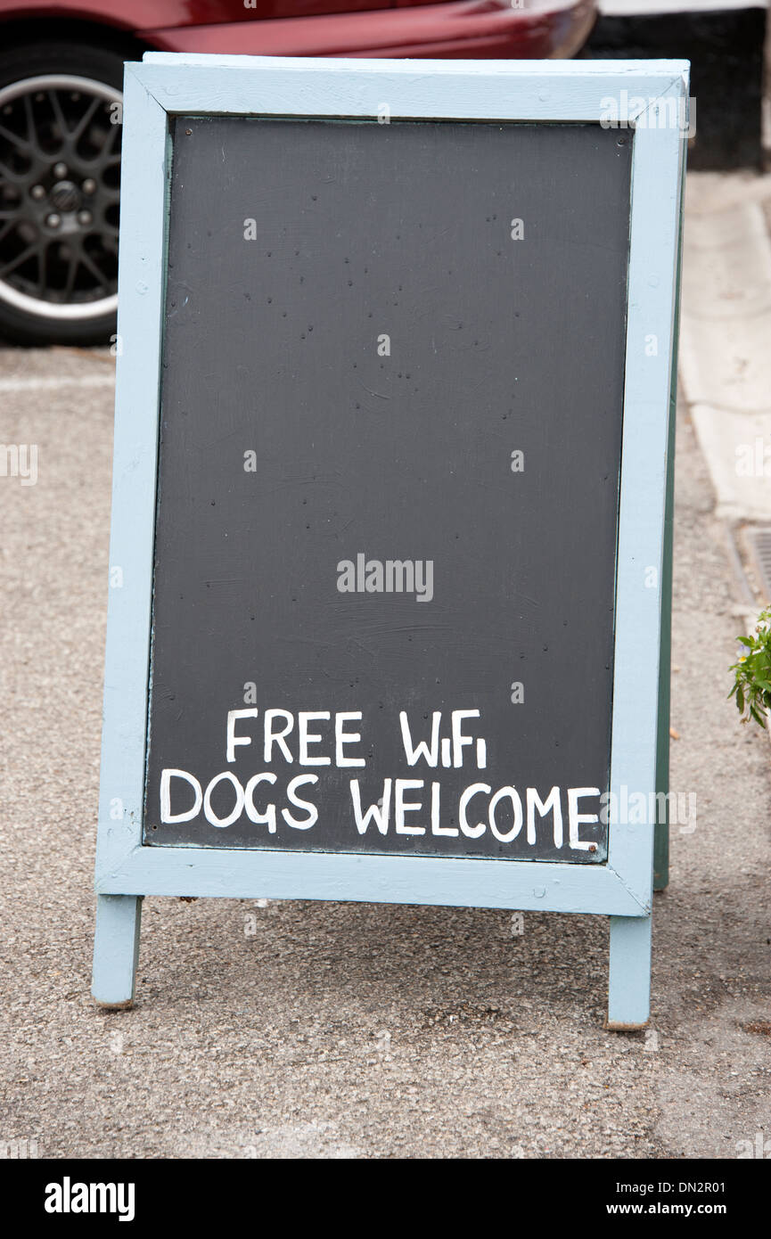 Blank Pub Sign Free WiFi Dogs Welcome Stock Photo