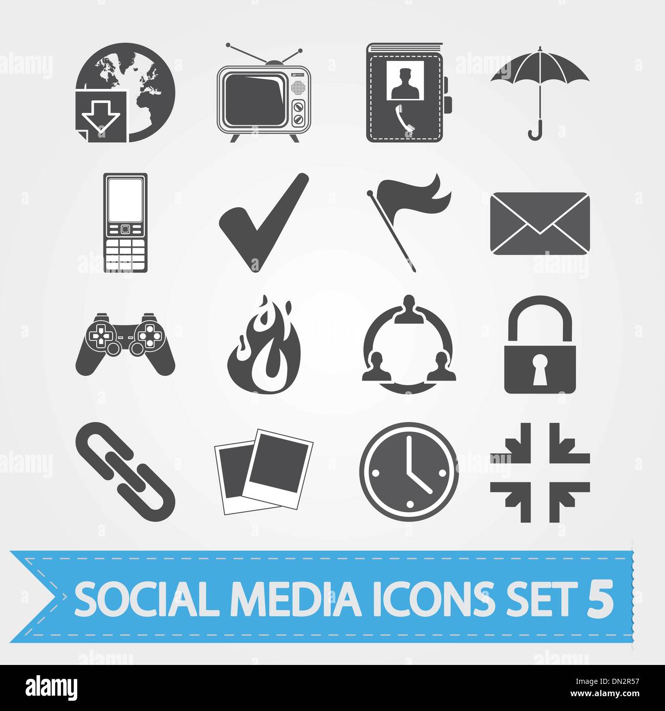 Social media icons set 5 Stock Vector