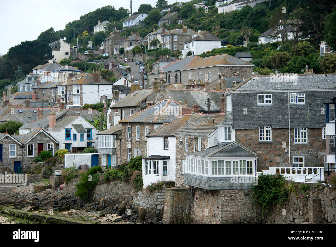 Small packed houses Mousehole Village Cornwall Stock Photo