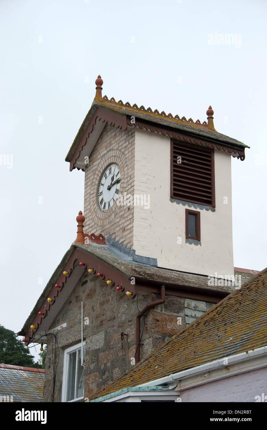 Village Clock Tower Mousehole Cornwall Stock Photo Alamy
