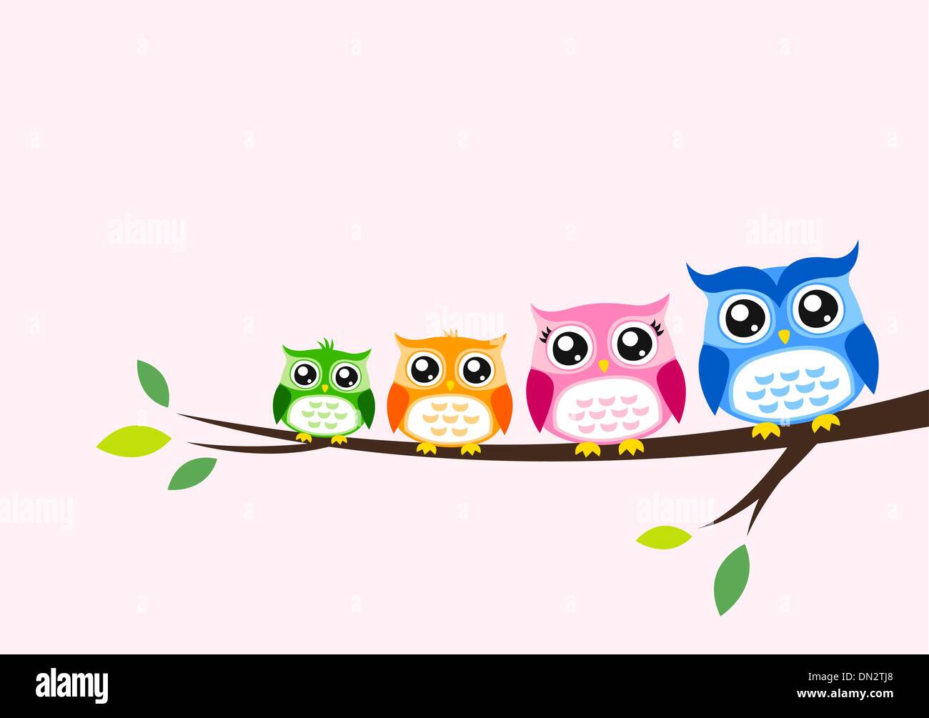 owl family at tree seasonal greeting Stock Vector Image & Art - Alamy