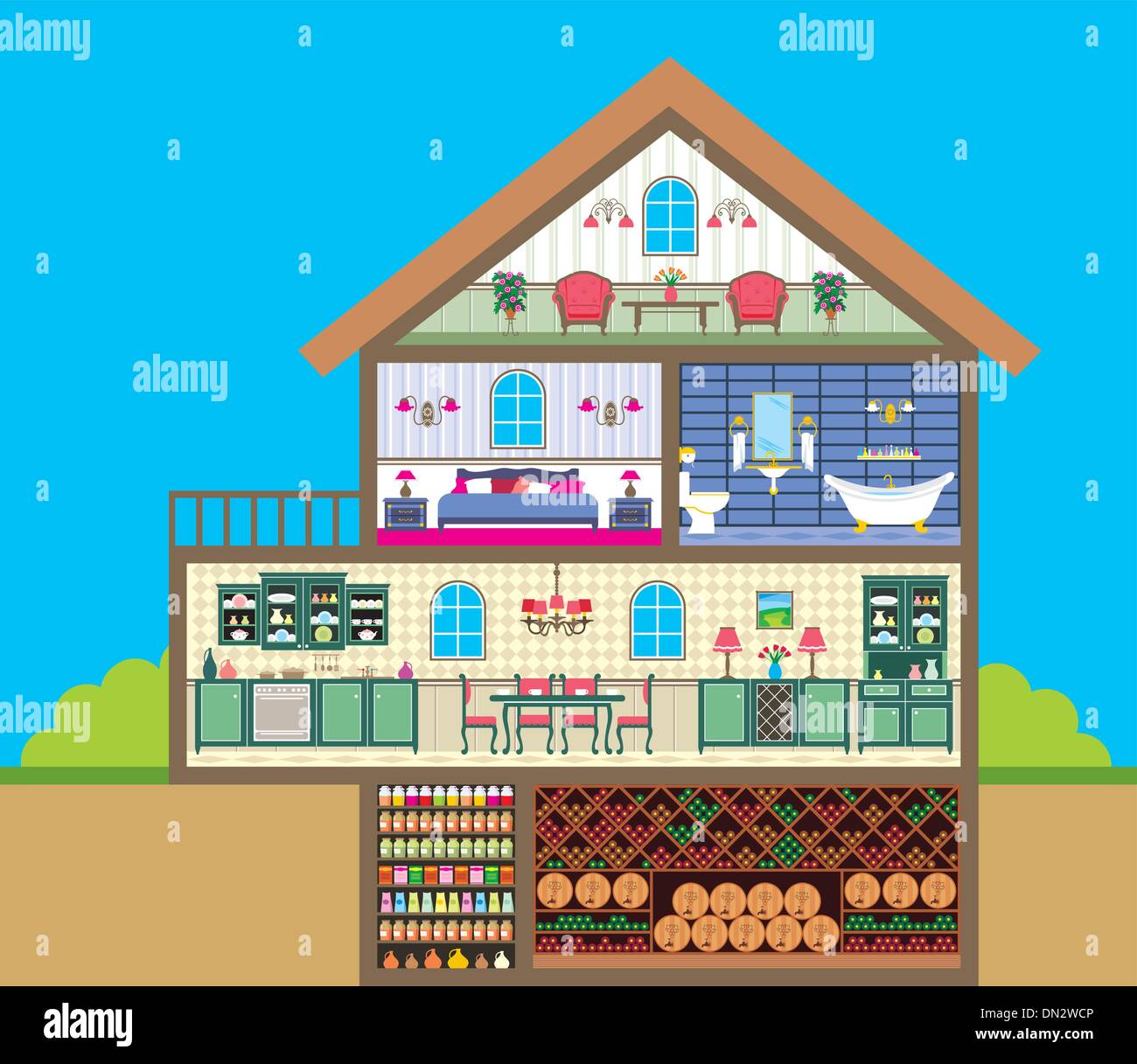 House in a cut Stock Vector