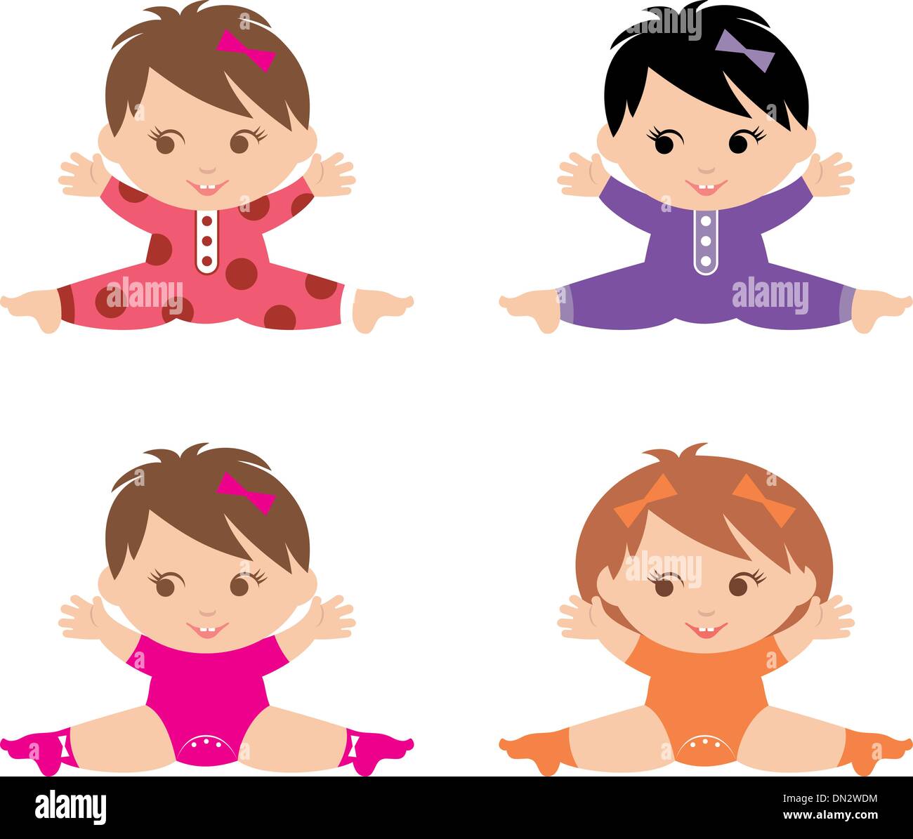 Set Of Little Girls Stock Vector Image & Art - Alamy