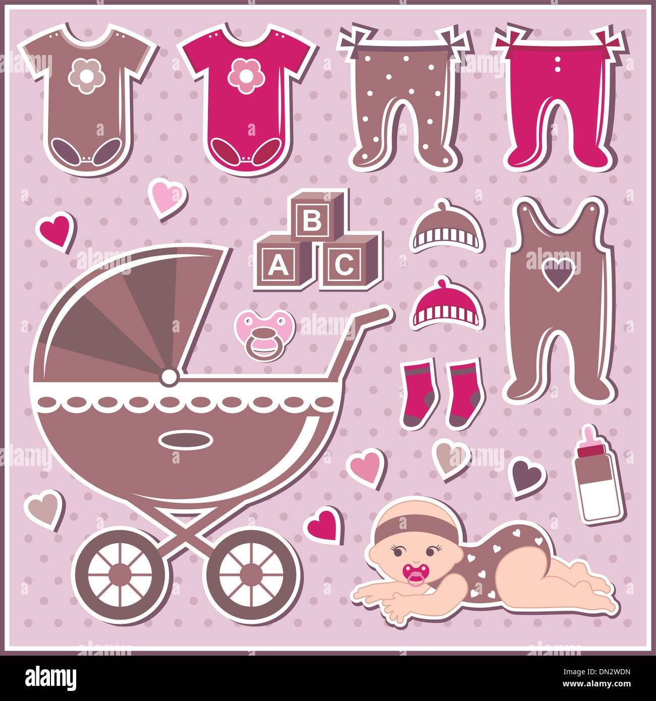 Set Of Baby Girl Icons Stock Vector Image & Art - Alamy