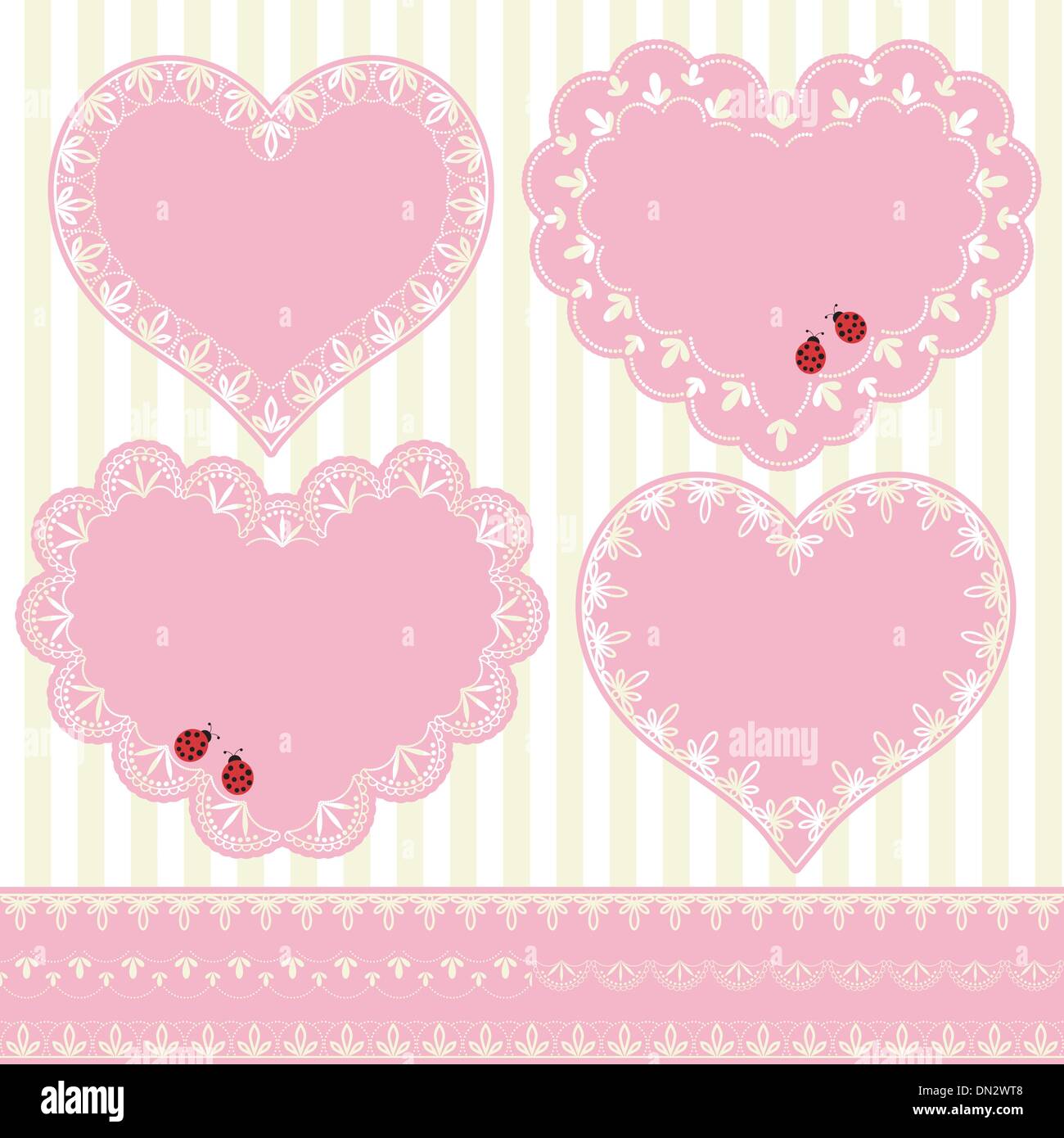 Set of Flower Frame Heart Shape Card Stock Vector Image & Art - Alamy