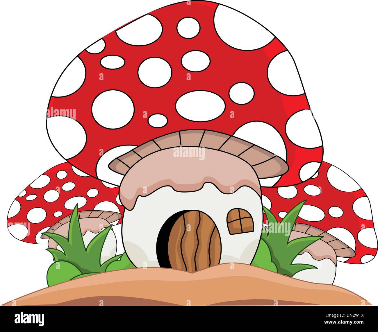 Cartoon mushroom house Stock Vector