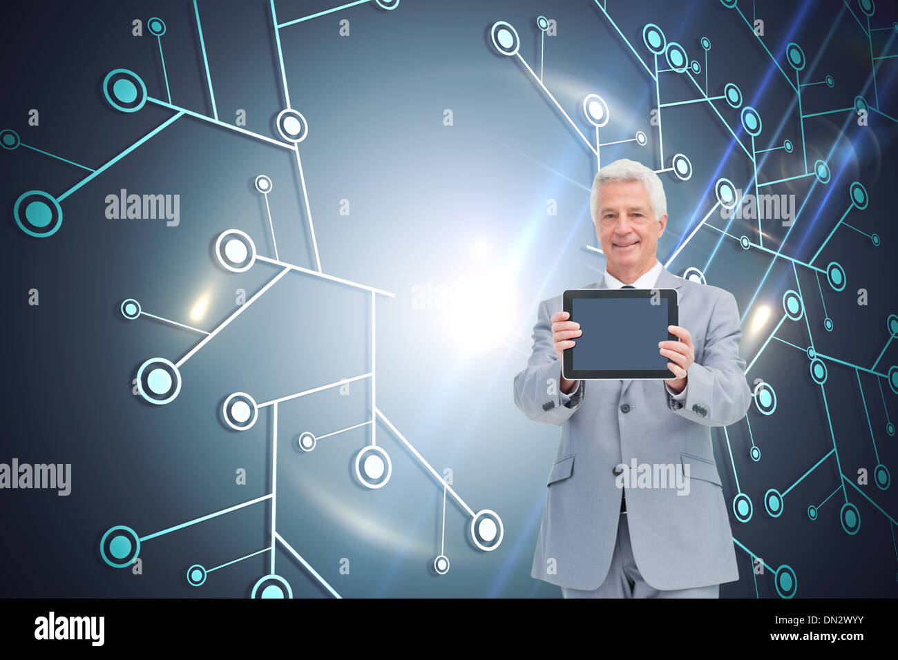 Composite image of boss showing a touch pad screen Stock Photo Alamy