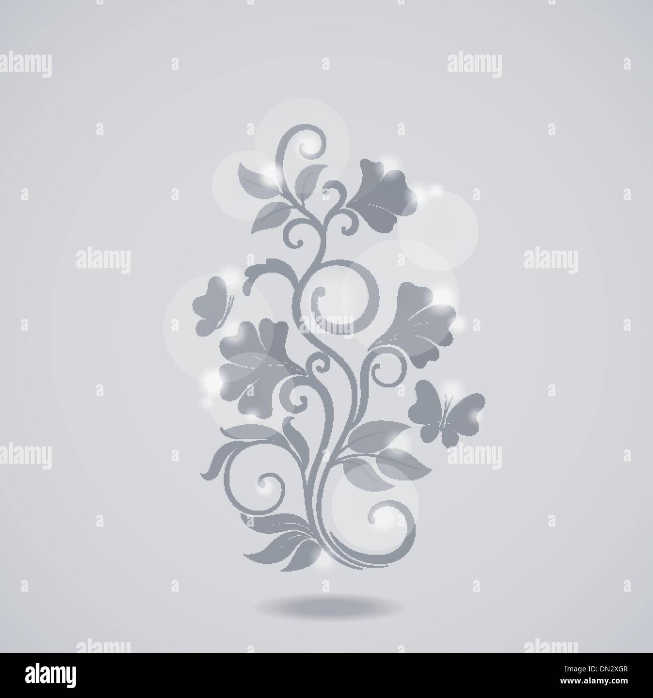 Grayscale floral element Stock Vector
