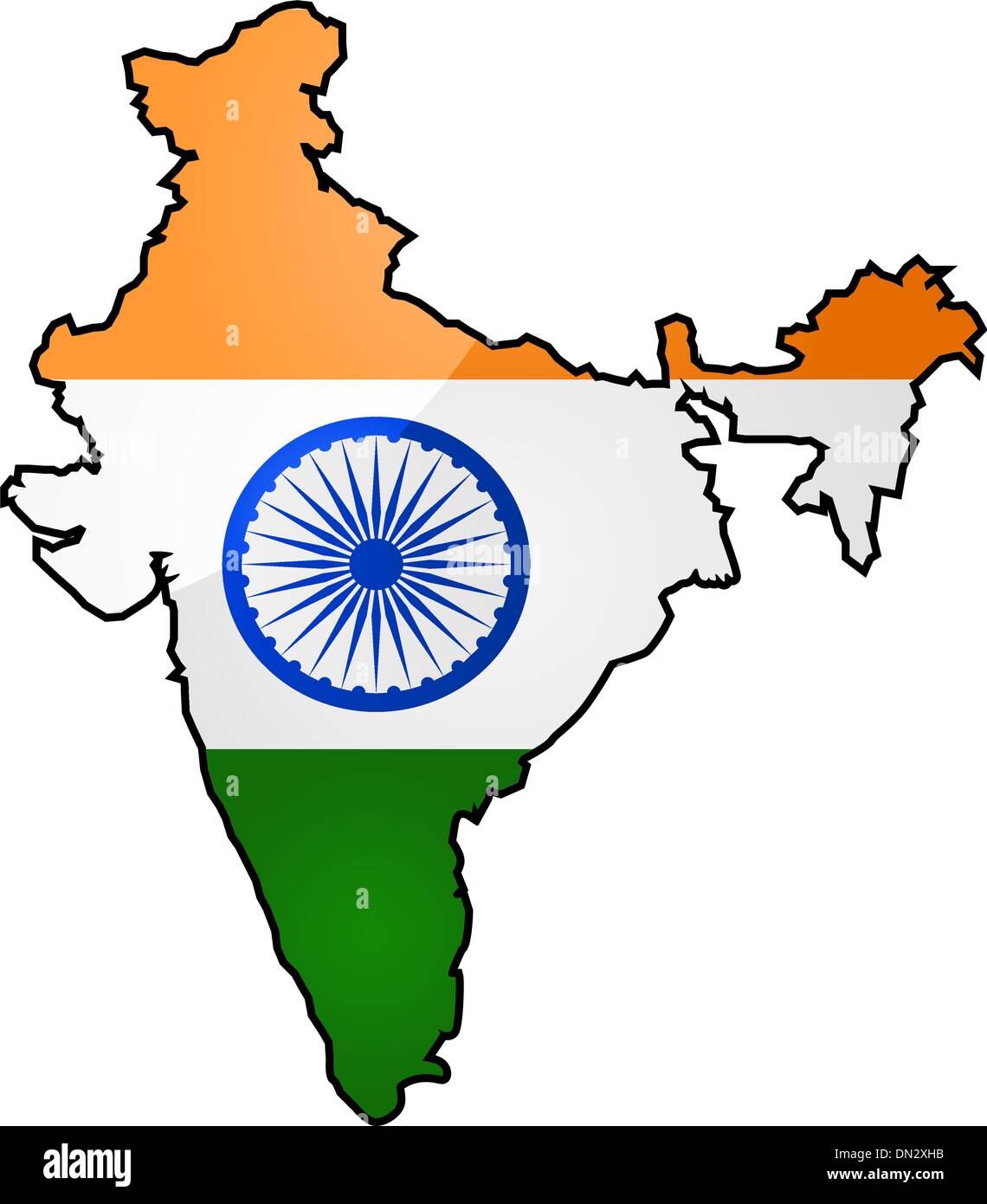 Map and flag of India Stock Vector