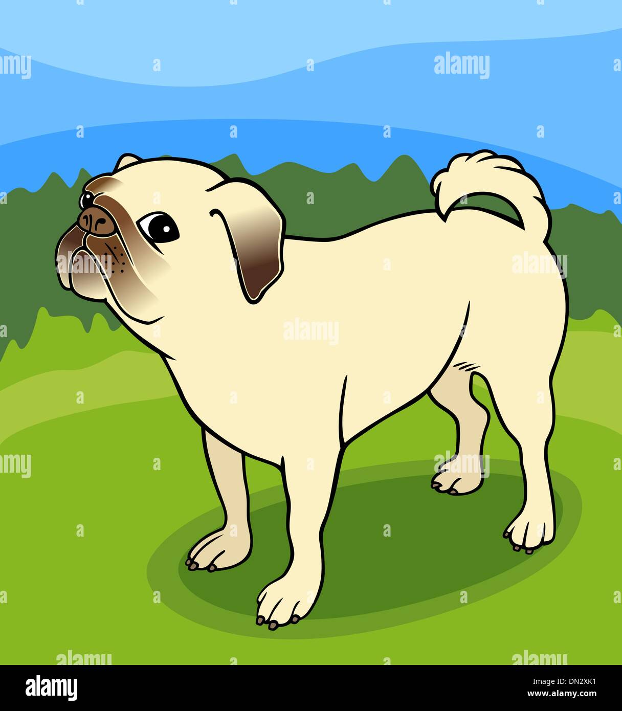 pug dog cartoon illustration Stock Vector