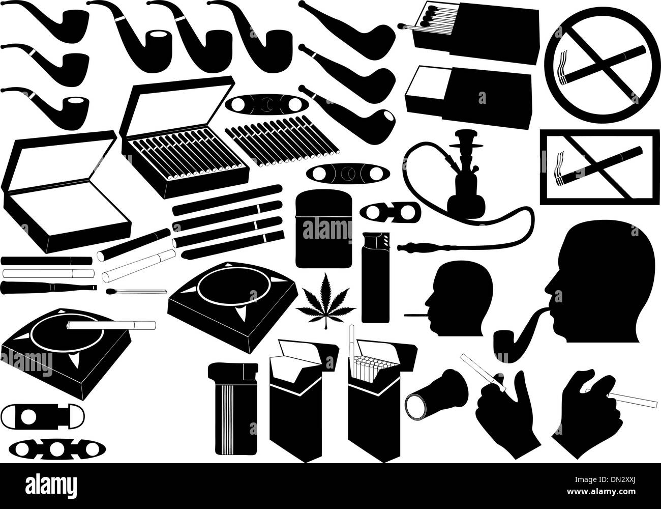 cigarettes, pipe and cigars Stock Vector
