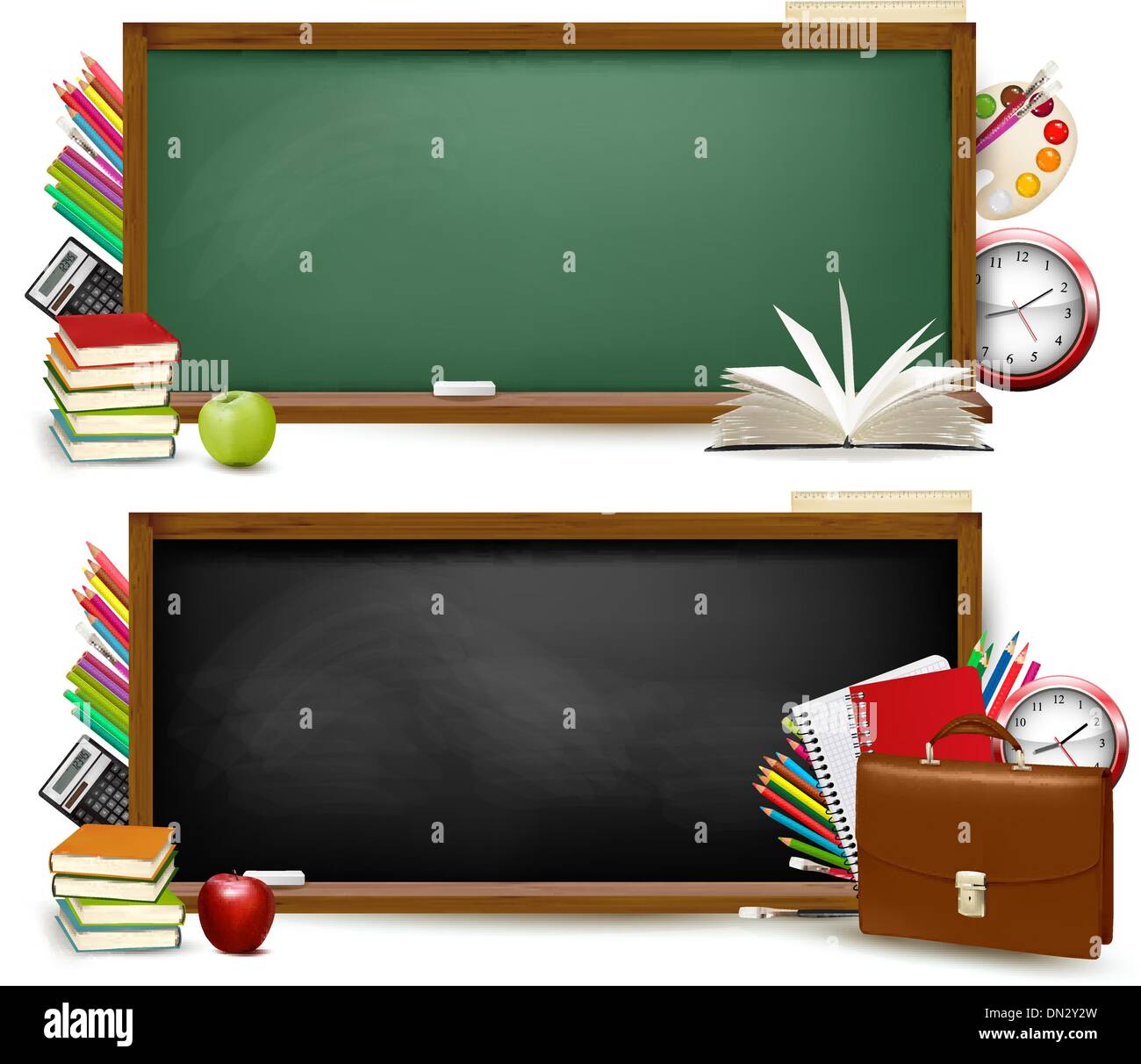 Back to school. Two banners with school supplies. Vector Stock Vector ...