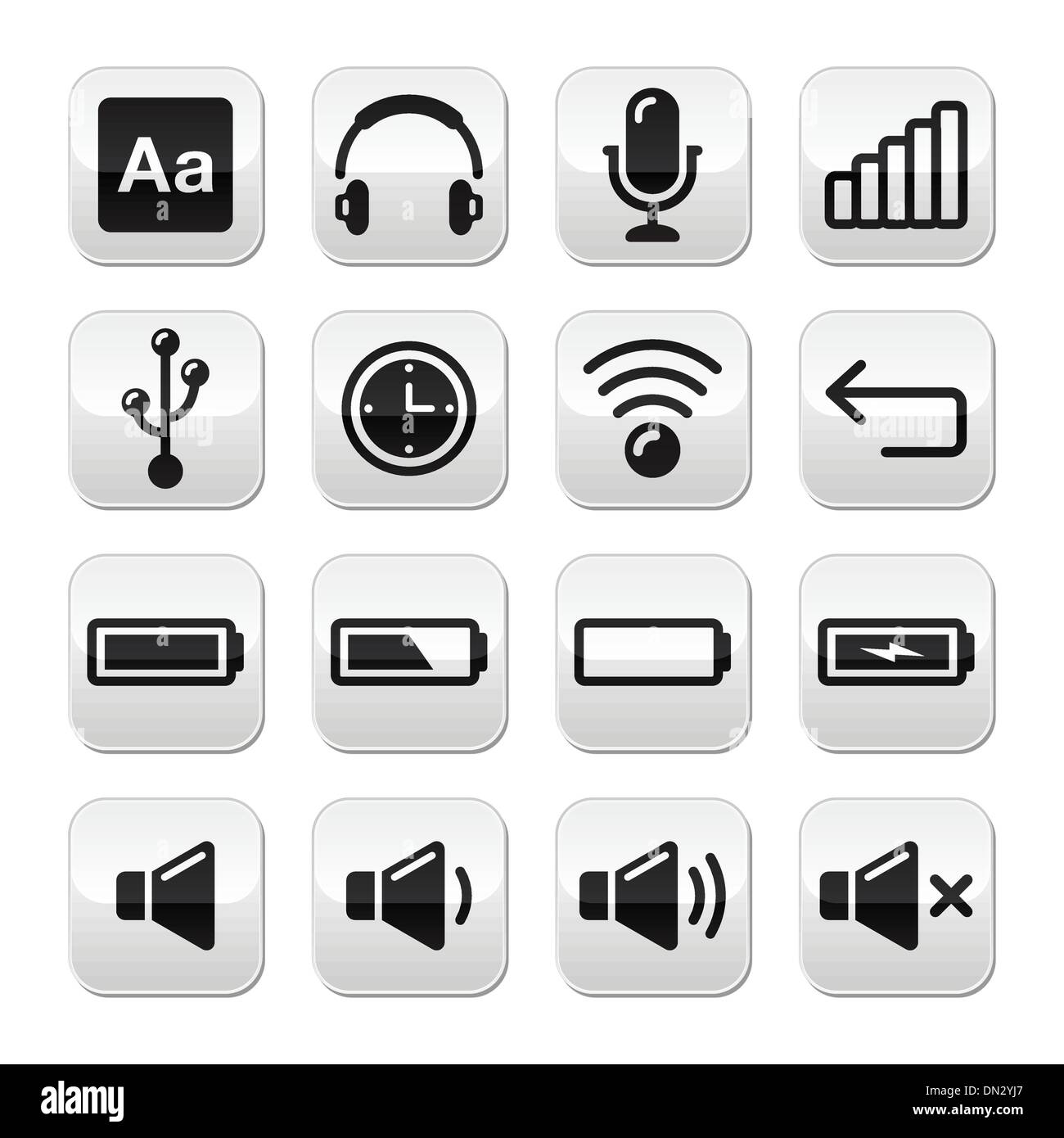 Electronic device / Computer software buttons set - vector Stock Vector