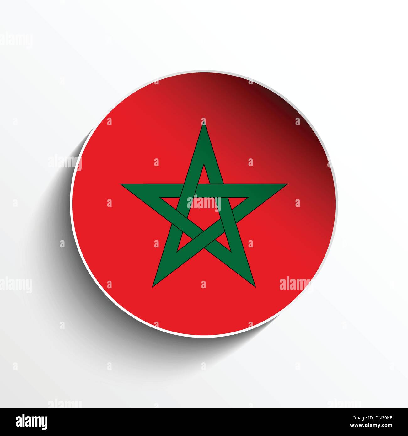 Morocco Flag Paper Circle Shadow Button Stock Vector
