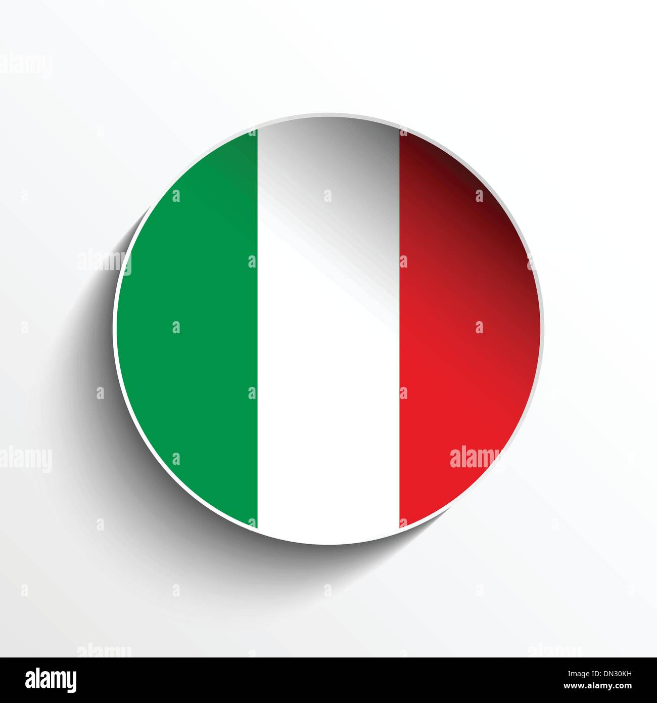 Italy Flag Paper Circle Shadow Button Stock Vector