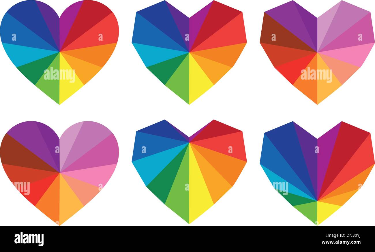 colorful hearts, vector set Stock Vector