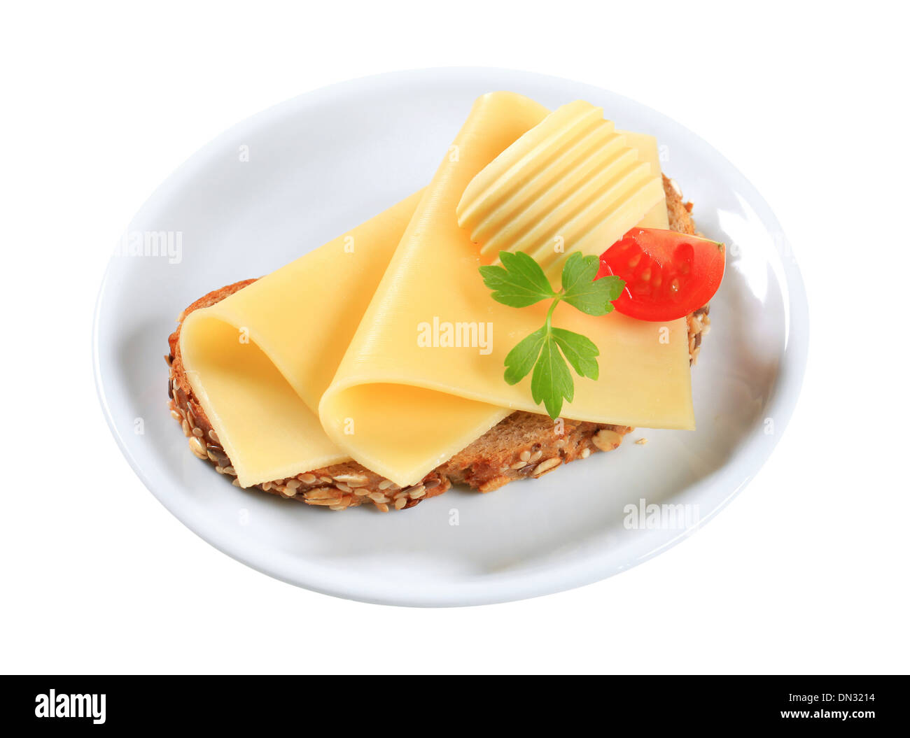 Whole grain bread with sliced cheese Stock Photo Alamy