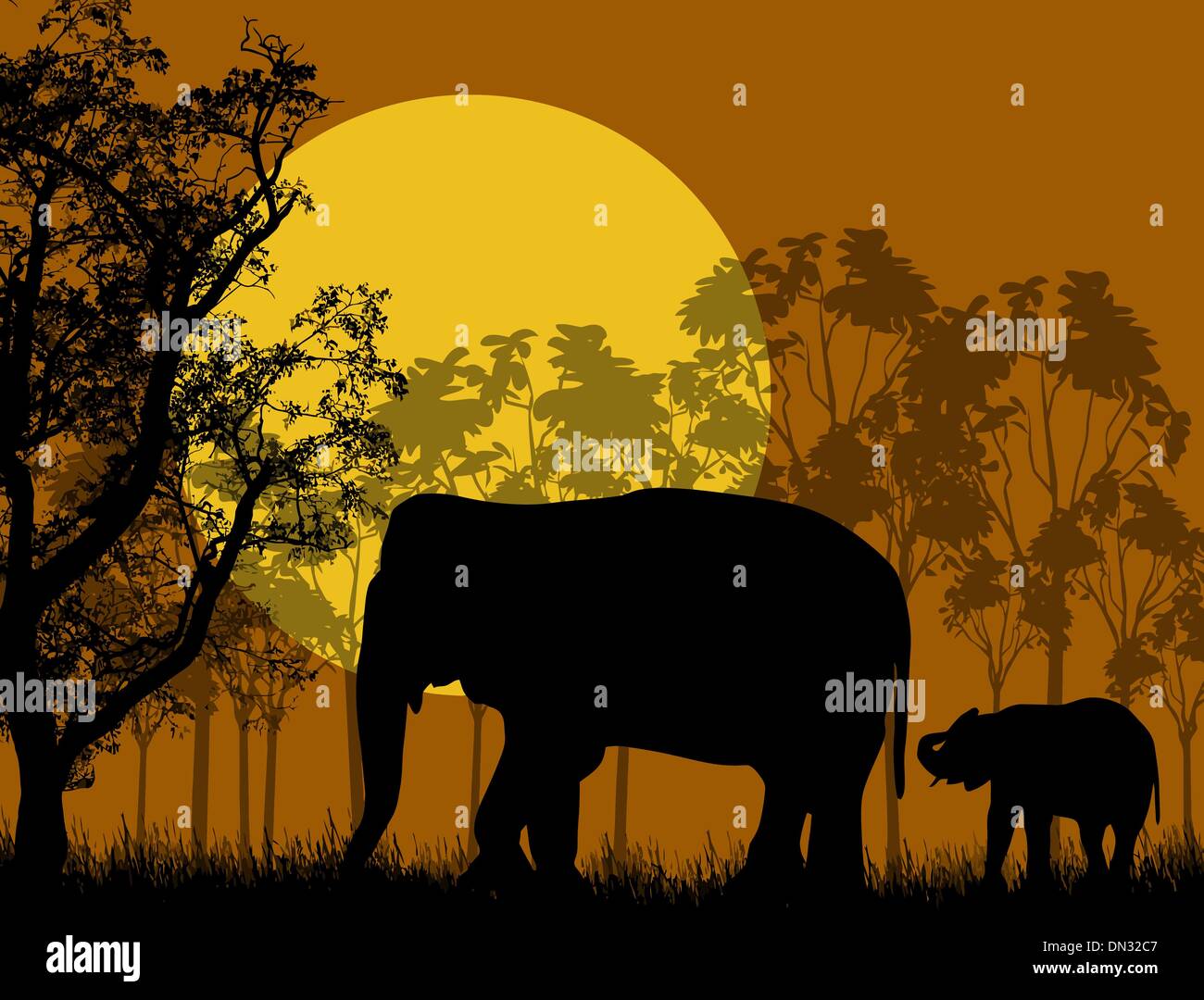 African landscape animal silhouette savanna hi-res stock photography ...