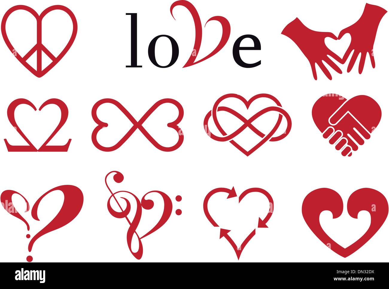 abstract heart designs, vector set Stock Vector