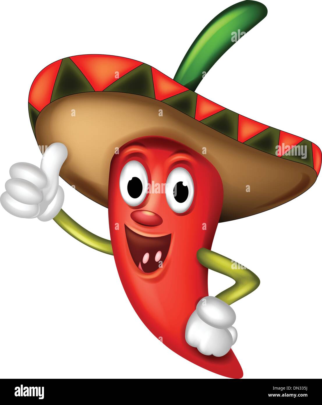 chili pepper cartoon thumbs up Stock Vector