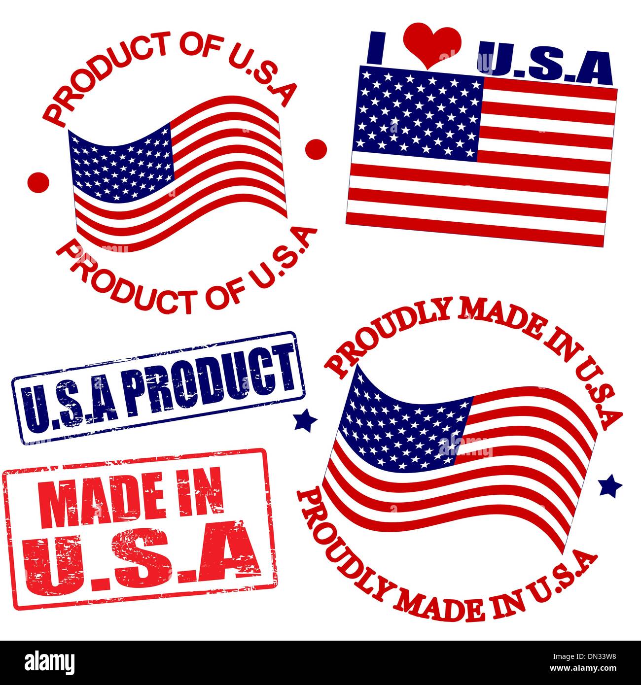 Product of USA stamps Stock Vector