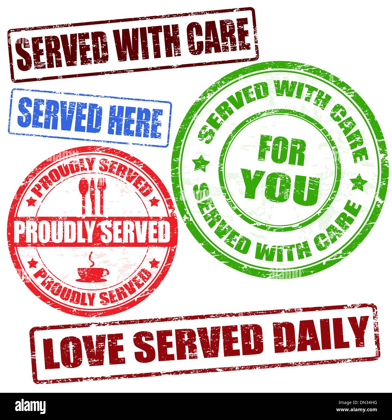 Served with care stamp Stock Vector