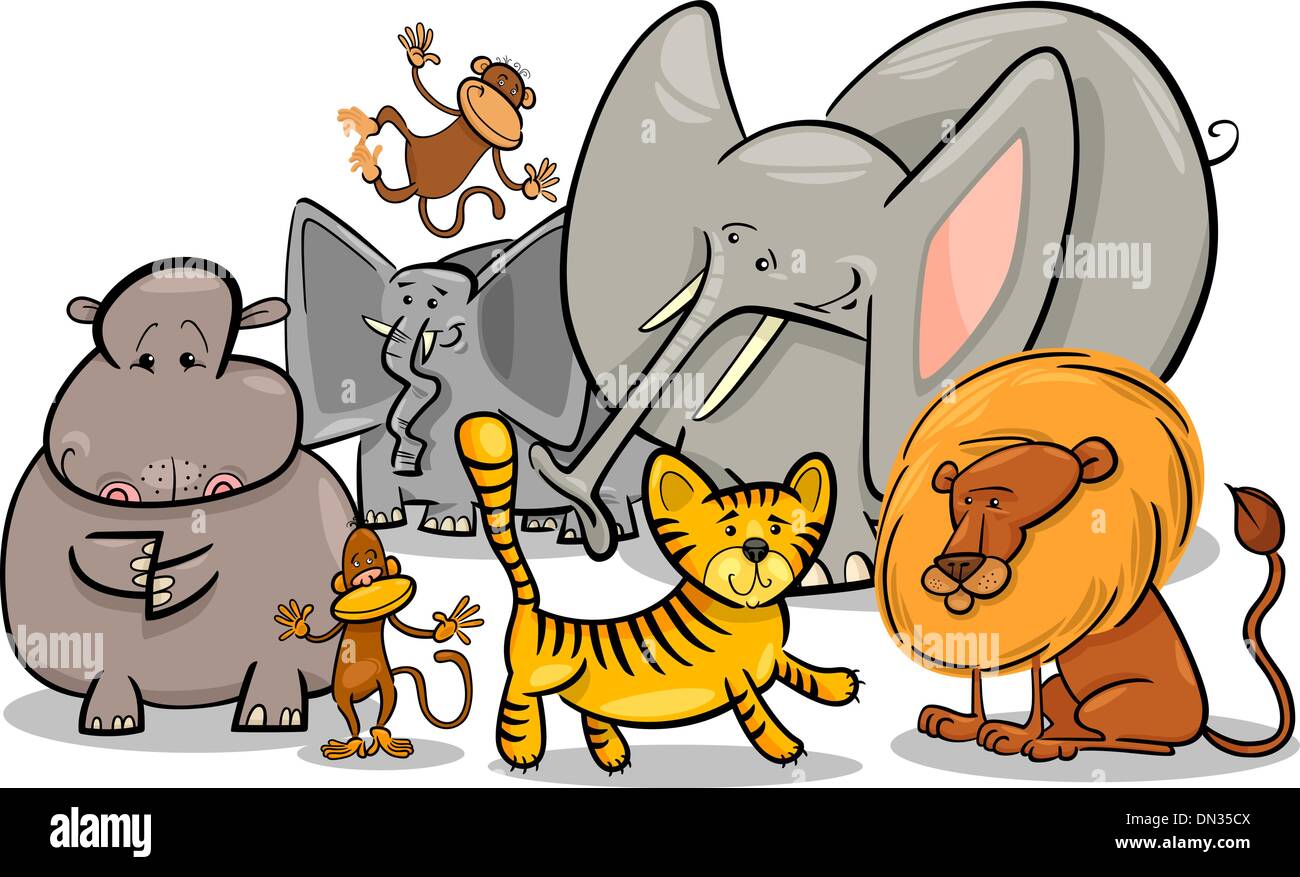 african safari wild animals cartoon illustration Stock Vector Image & Art -  Alamy