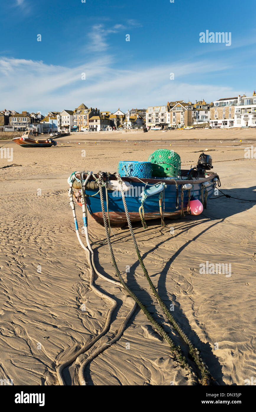 Fishing boat on the beach at St Ives in Cornwall Stock Photo Alamy