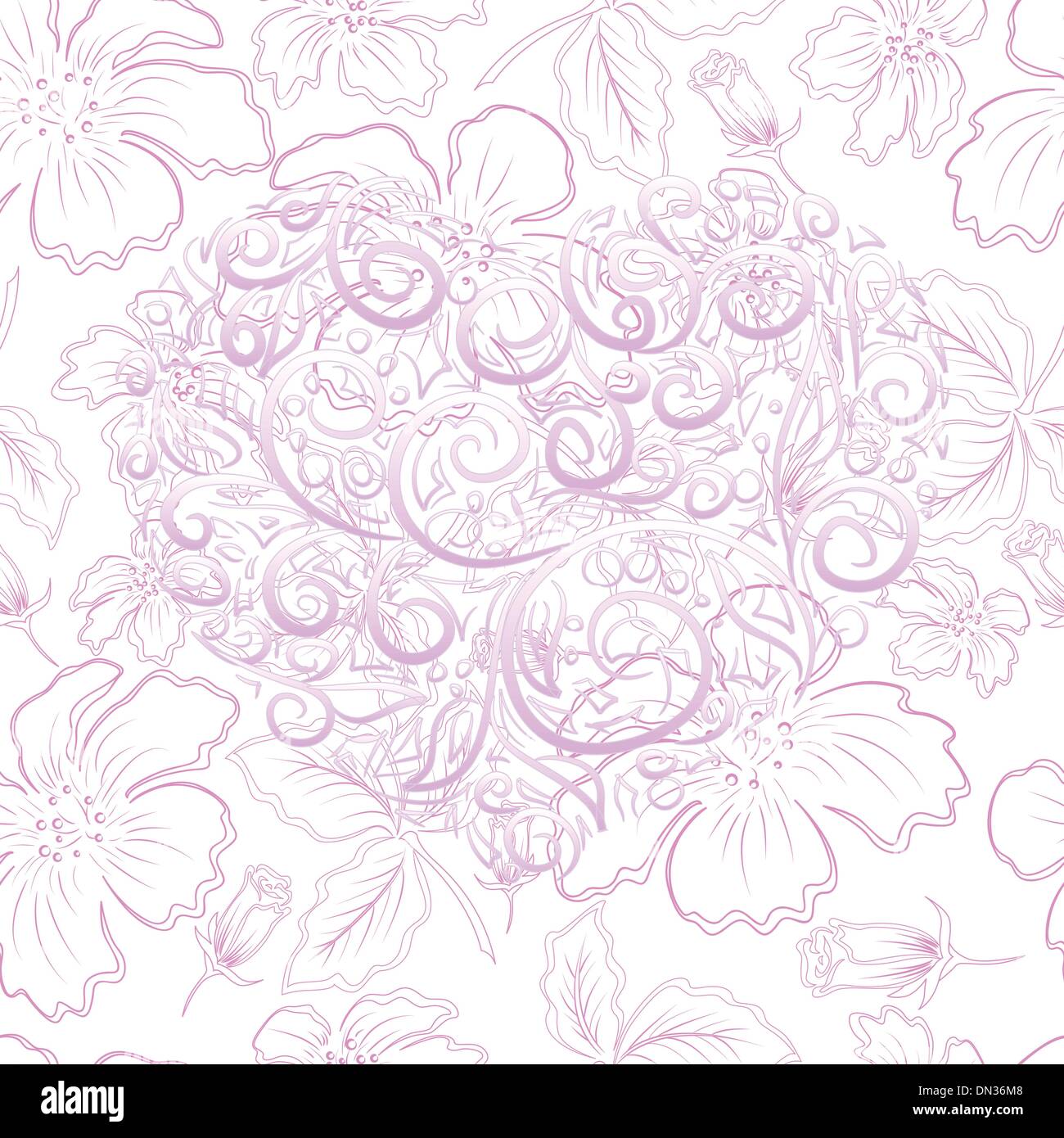 white heart on pink floral background Stock Vector Image & Art - Alamy