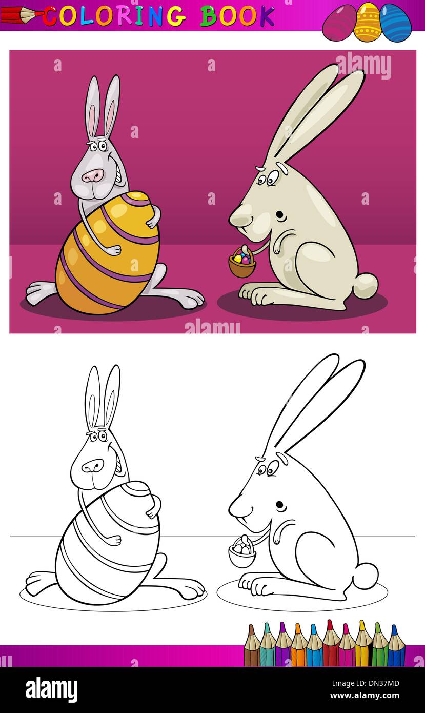 easter bunny cartoon for coloring Stock Vector Image & Art - Alamy