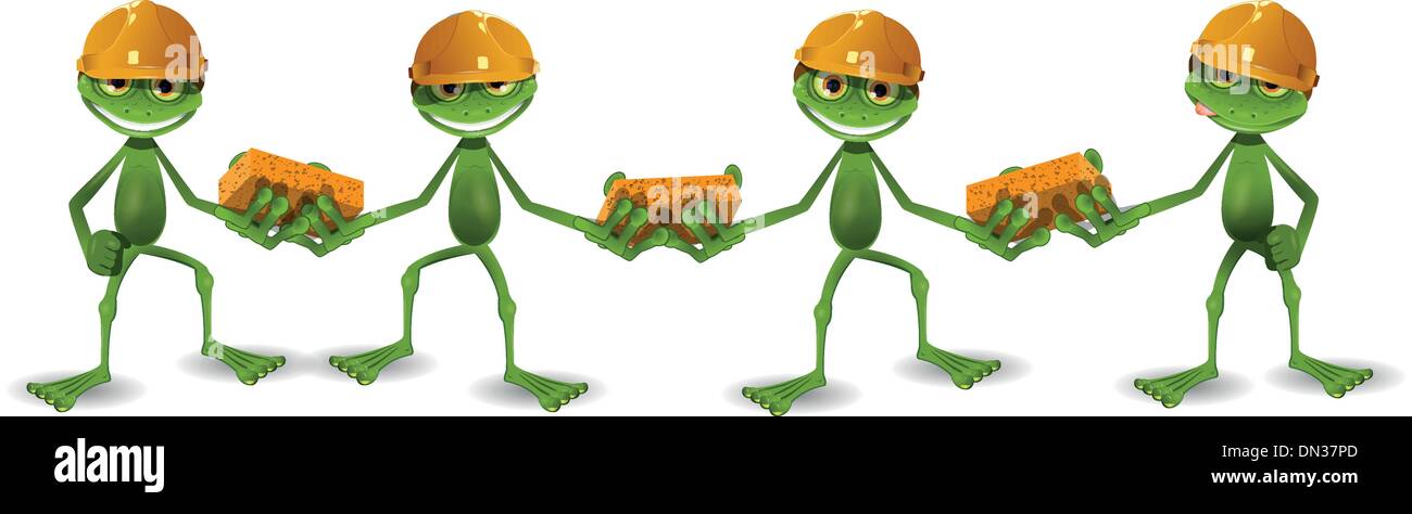 frog builders Stock Vector