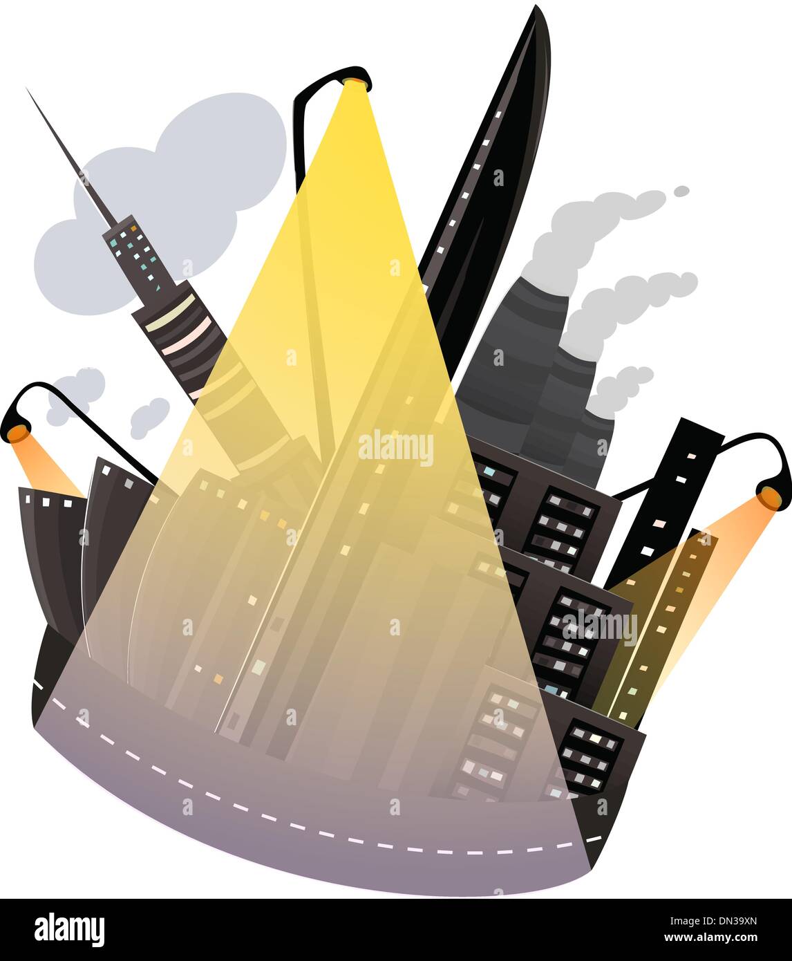 Night Abstract City Cartoon Stock Vector Image & Art - Alamy