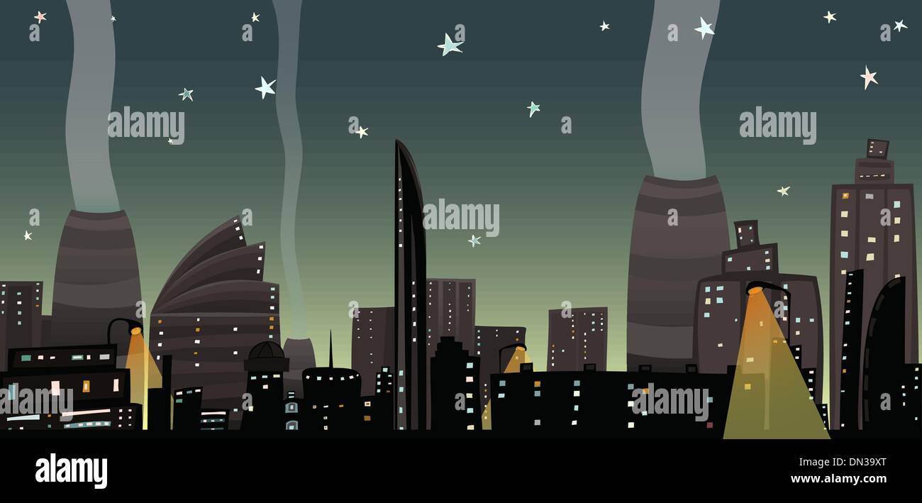 Night City Landscape Cartoon Stock Vector Image Art Alamy