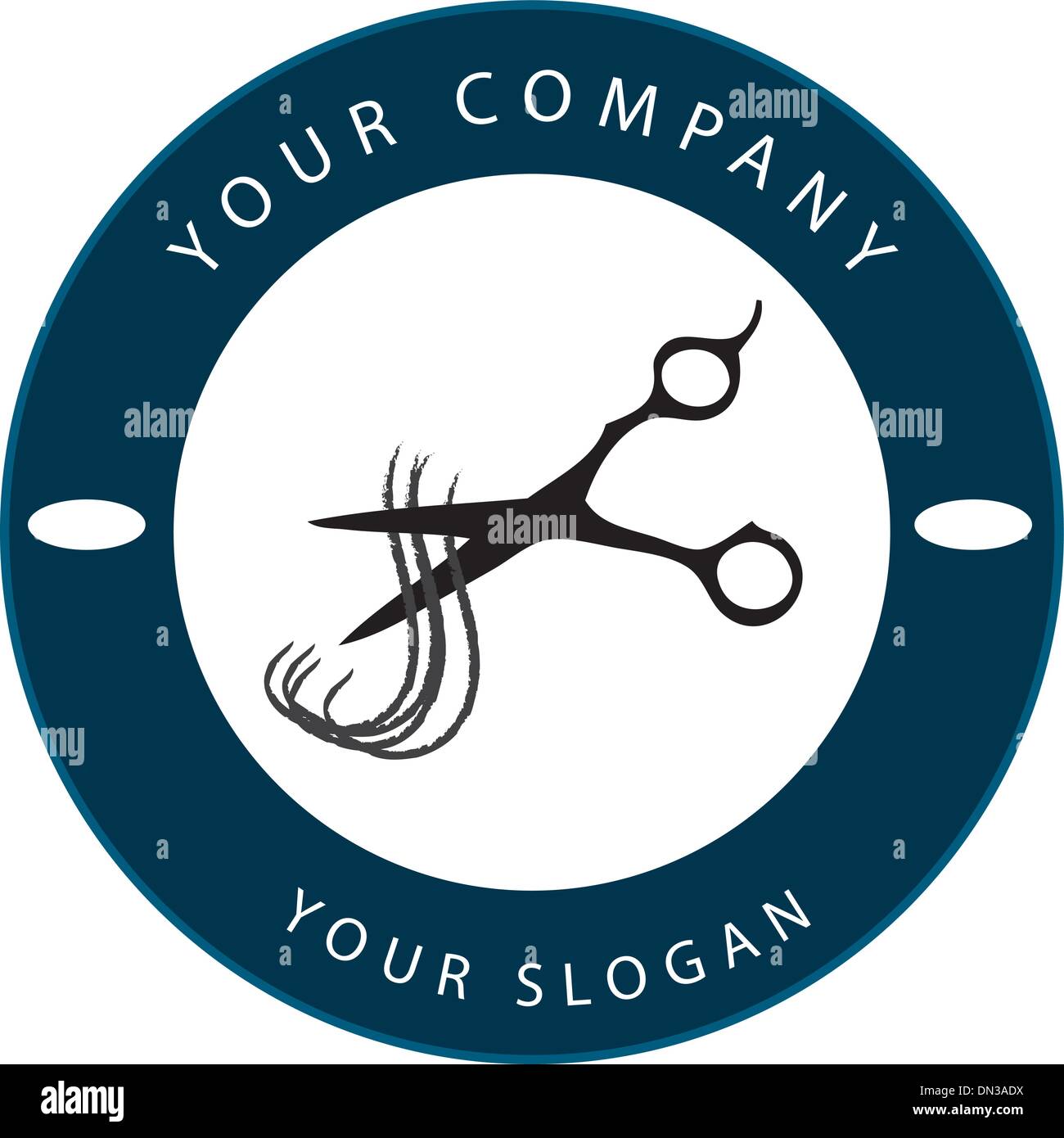 Scissors Cutting Hair Strand, Hair Solon Logo Stock Vector