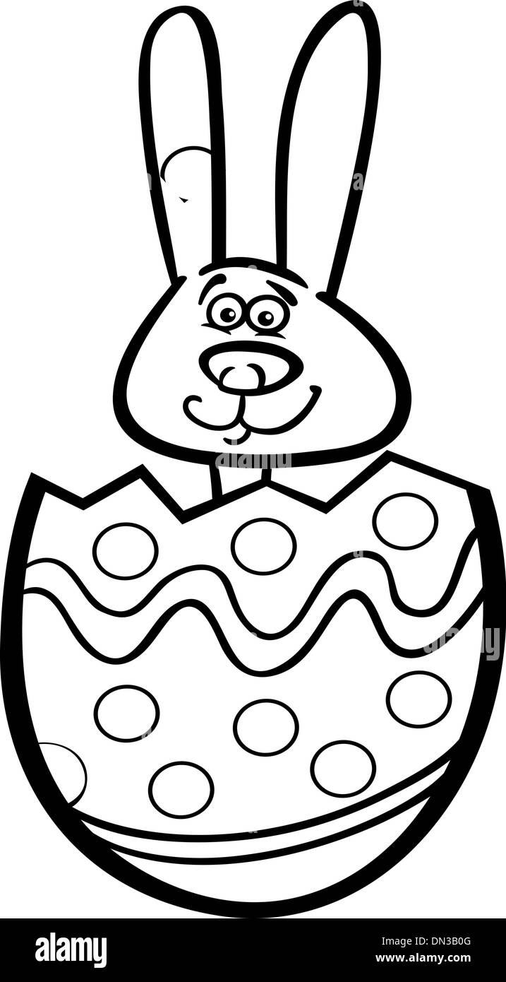 bunny in easter egg cartoon for coloring Stock Vector Image & Art - Alamy
