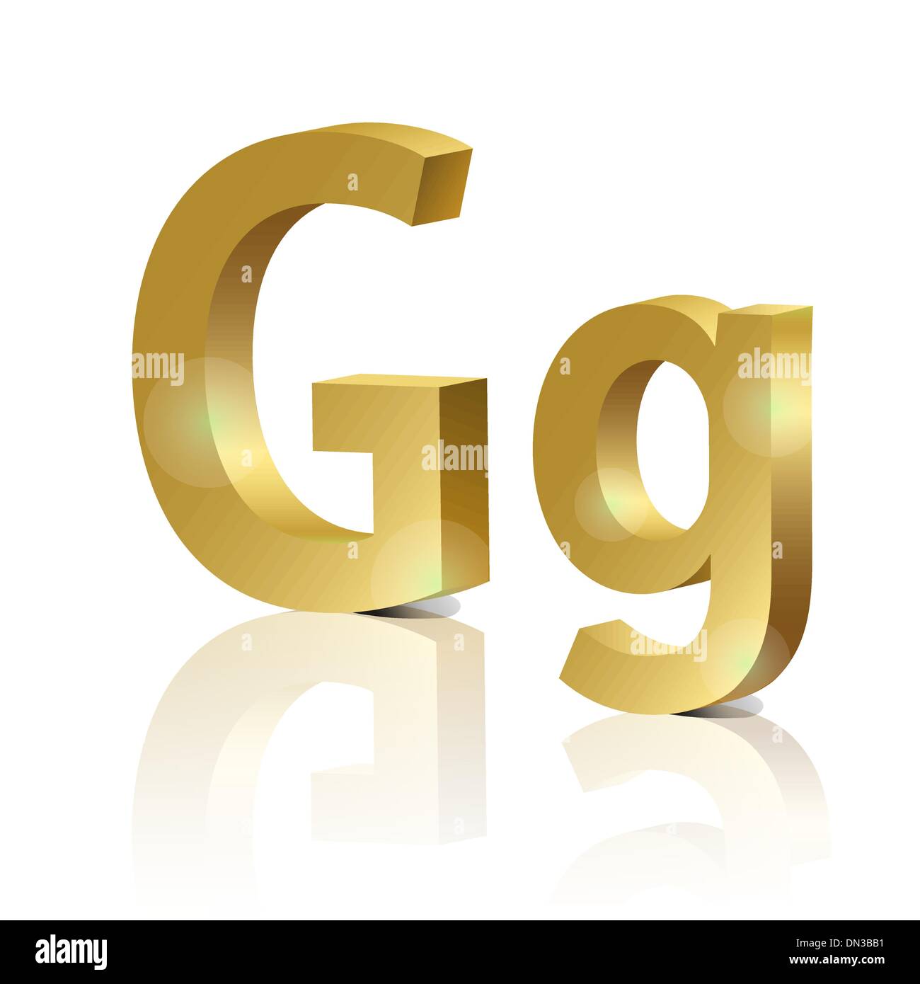  3D Rose Art Deco Monogram Letter G Gold Effect and