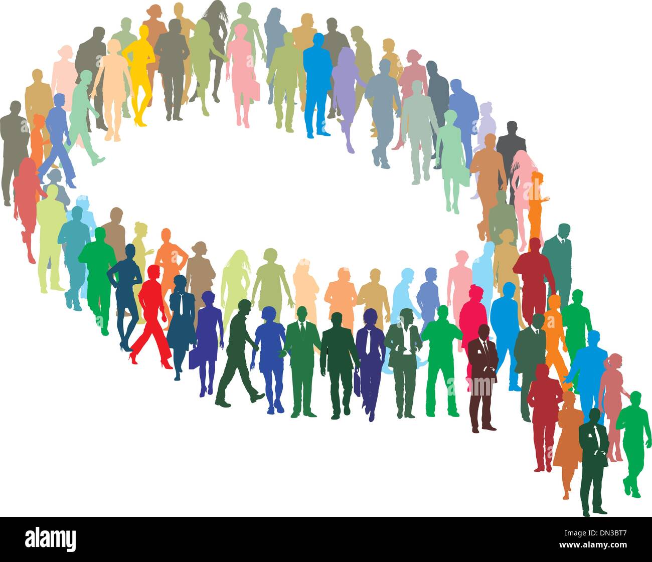 A large group of people in the form of bubble Stock Vector