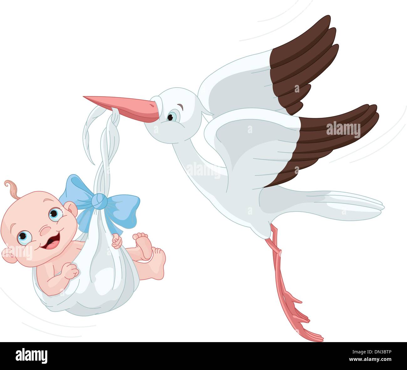 Stork And Baby Boy Stock Vector