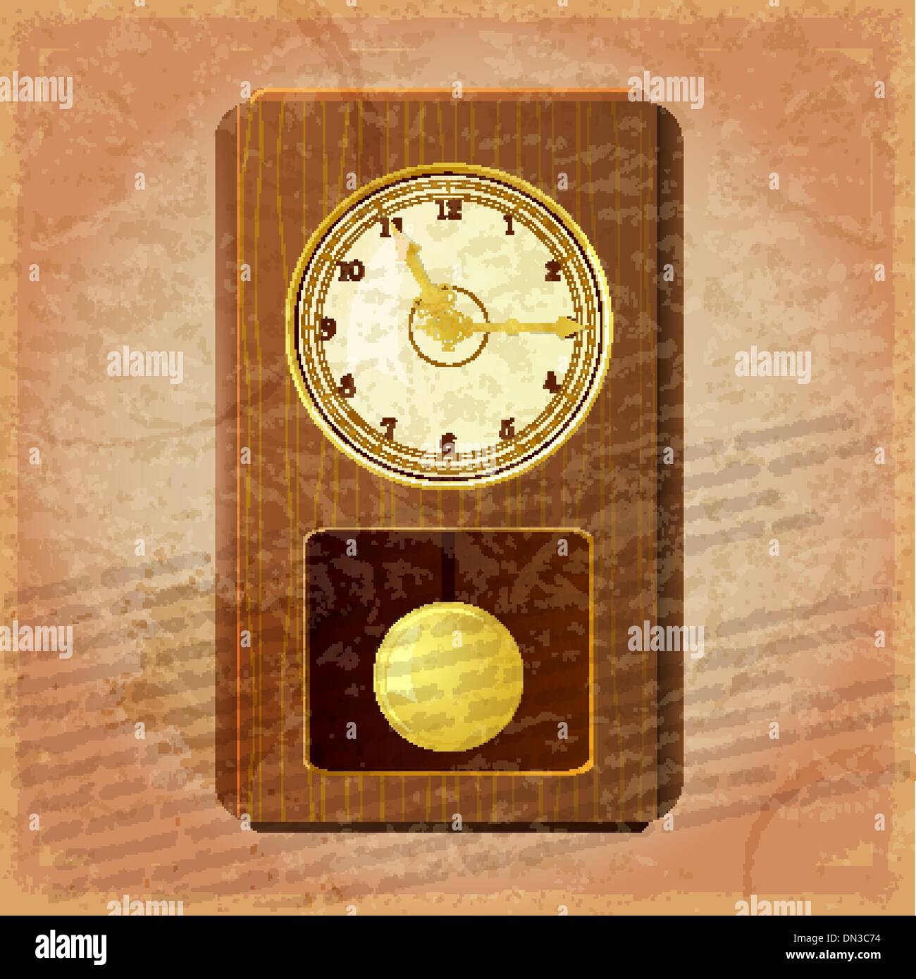 Vintage clock on a grungy background Stock Vector