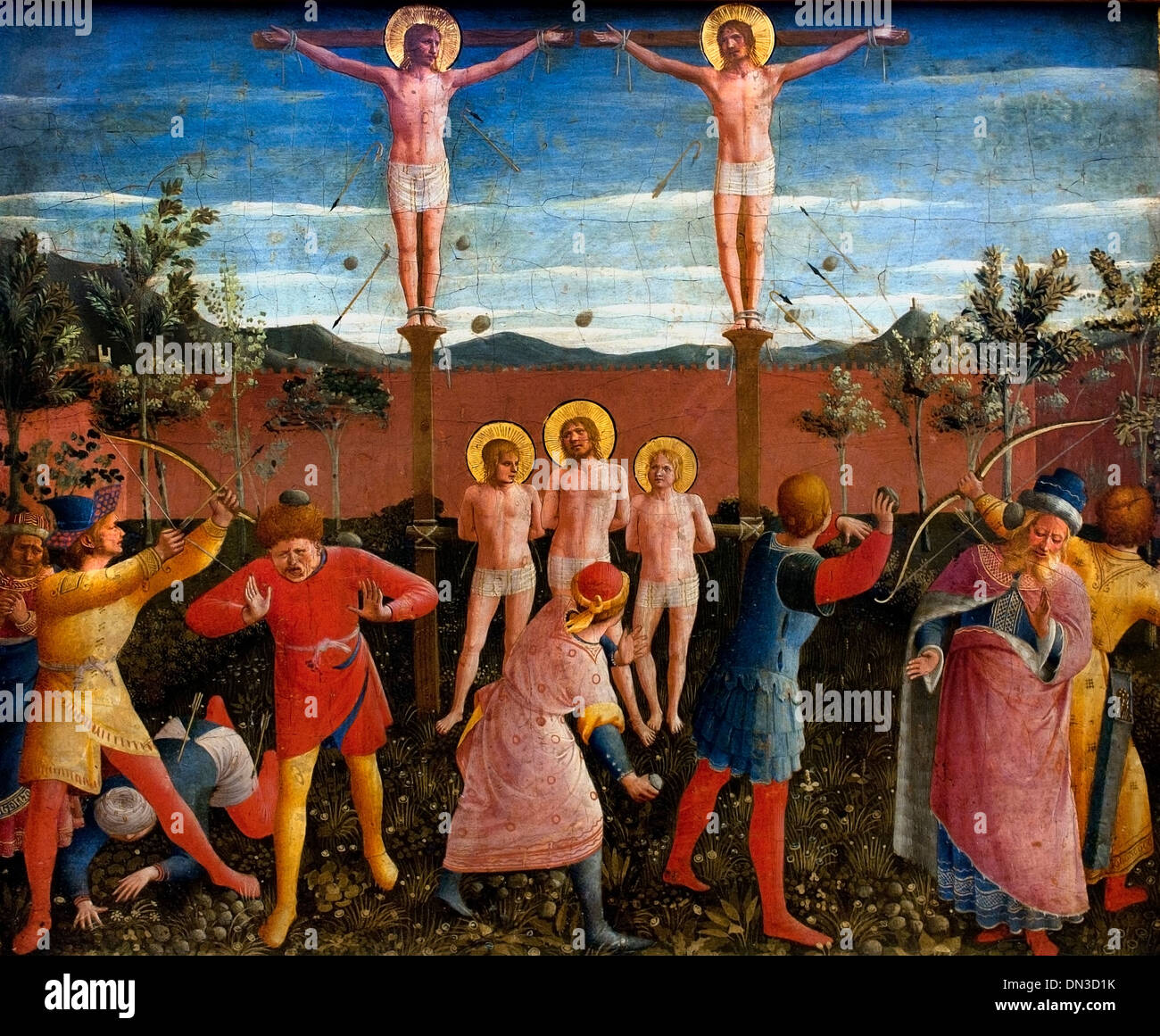 Saint Cosmas and Saint Damian Crucifixed and Stoned 1438 Fra Angelico 1387 -1455 Italy Italian Stock Photo
