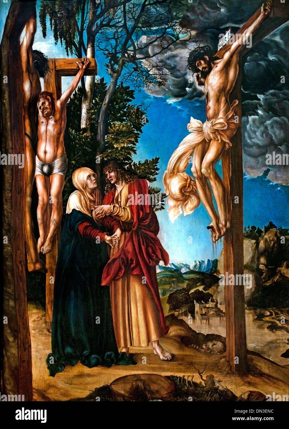 LAMENTATION BENEATH THE CROSS (1503) LUCAS CRANACH THE ELDER  (1472-1553) German Germany Stock Photo