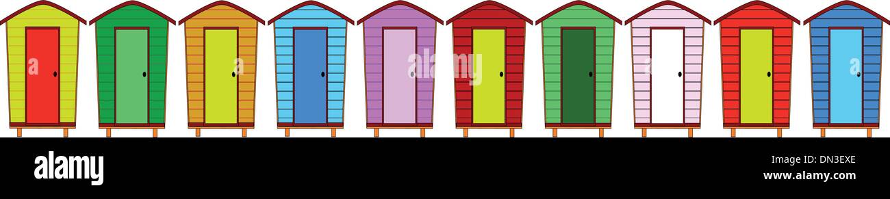 Ten Beach Huts Stock Vector