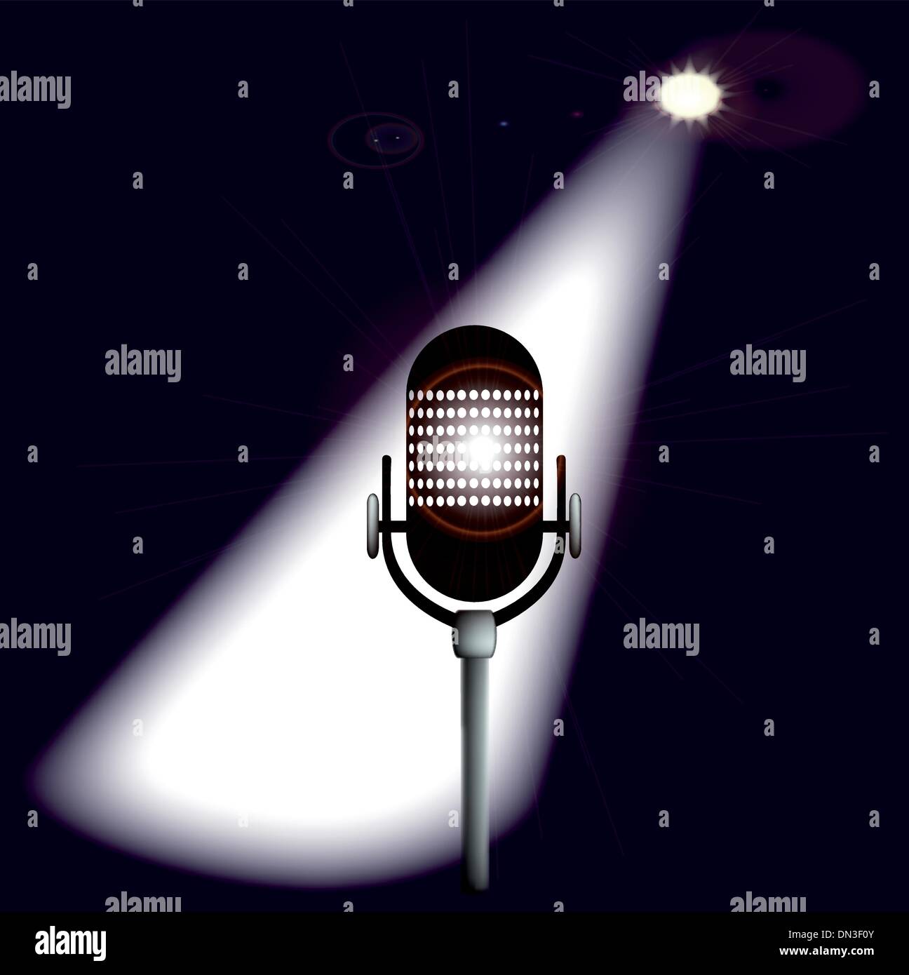 Spotlit Mic Stock Vector